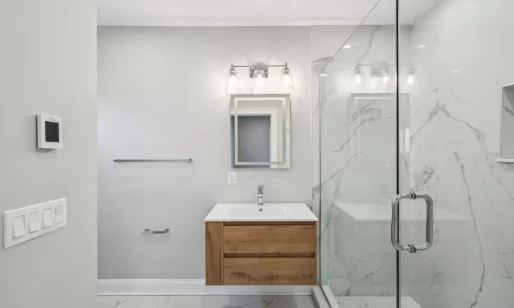 Bathroom with vanity and toilet