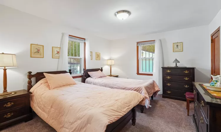 Carpeted bedroom with multiple windows