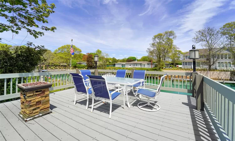 Wooden terrace with a water view