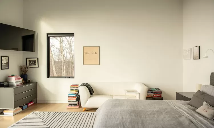 Bedroom with light wood-type flooring