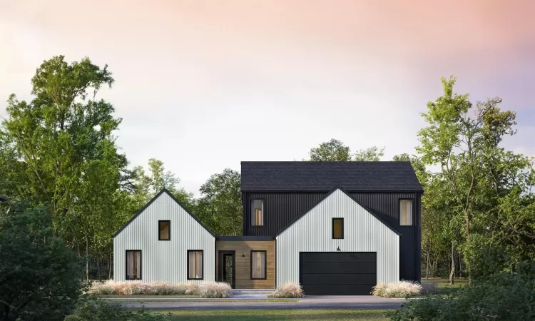 Modern farmhouse with a garage