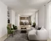 Living room featuring light wood-type flooring and sink