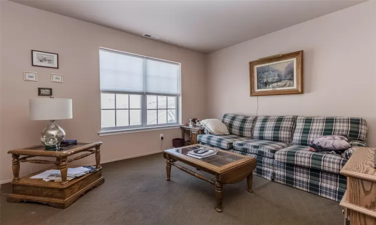 Living room featuring carpet floors