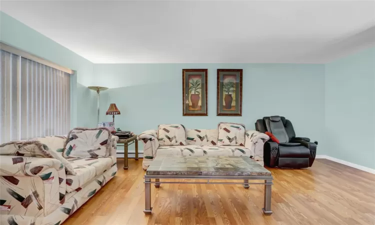 Living room featuring  light wood-type flooring