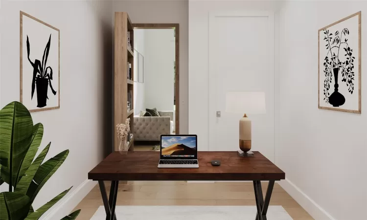 Office featuring light hardwood / wood-style floors