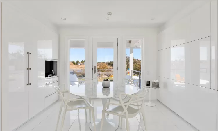 View of tiled dining space