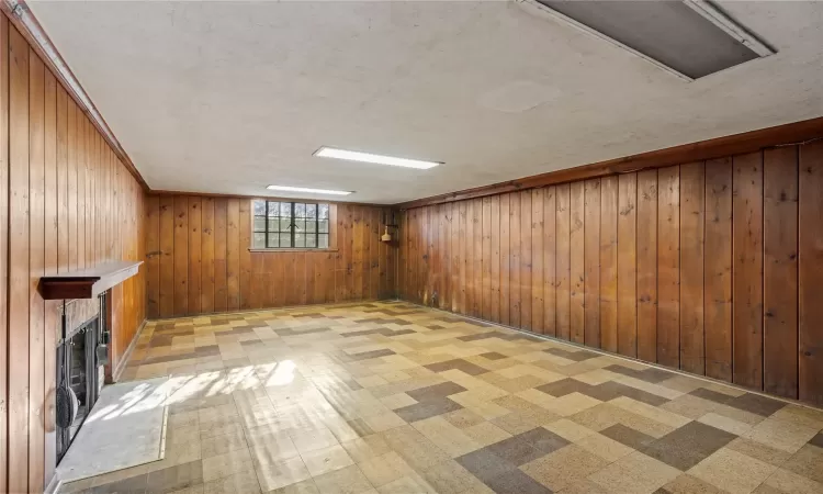 Basement with wooden walls