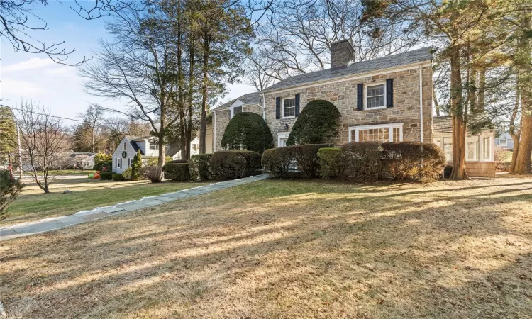 View of front of home with a front yard