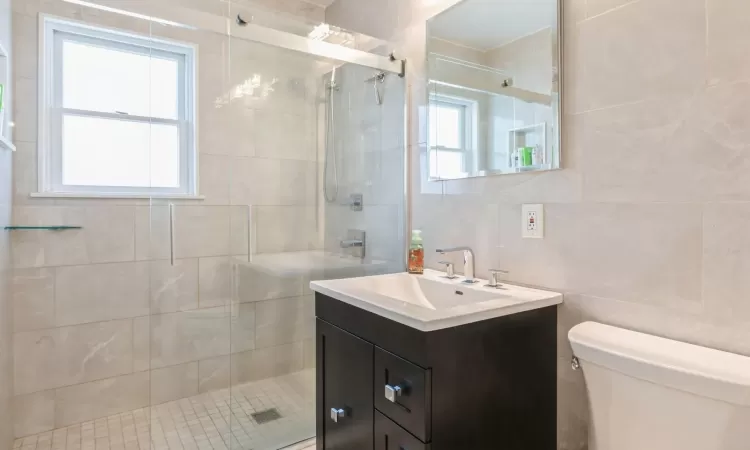 Bathroom with an enclosed shower