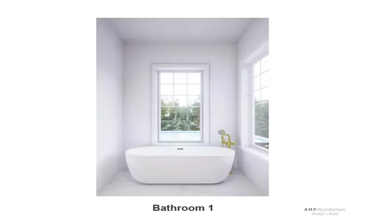 Bathroom with a bath and a wealth of natural light