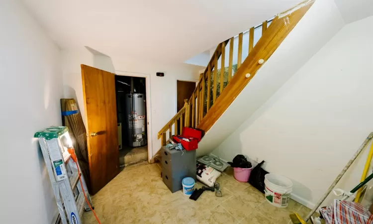 Staircase with gas water heater