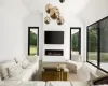 family room  featuring lofted ceiling and gas fireplace