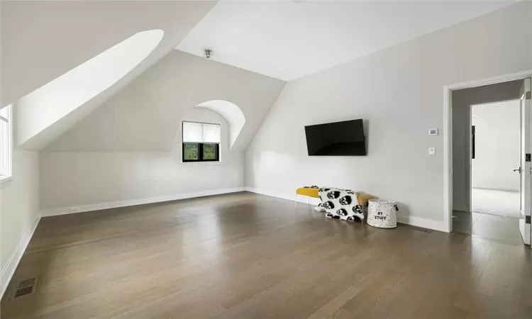 Additional living space featuring a vaulted ceiling