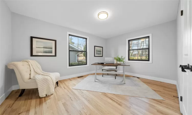 Office featuring light wood-type flooring and a wealth of natural light