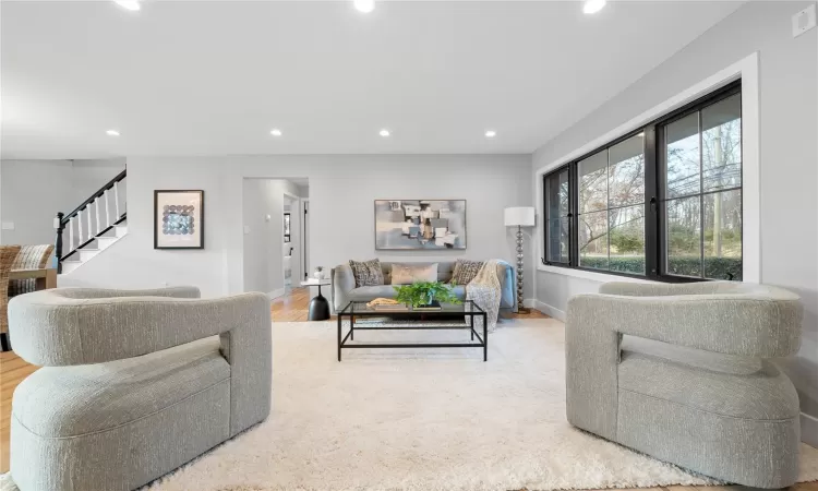 Living room featuring light hardwood / wood-style flooring