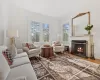 Entryway with hardwood / wood-style floors and crown molding