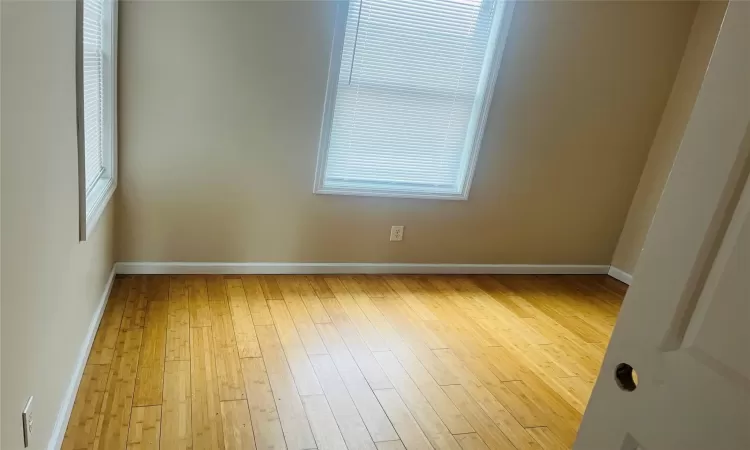 Empty room featuring a healthy amount of sunlight and light hardwood / wood-style floors