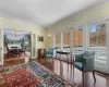 Living Room French doors and   view to Dining Room