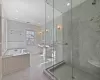 Spa like primary bath with  oversized shower and soaking tub