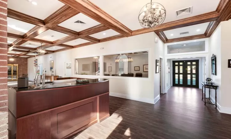 Reception area featuring a chandelier