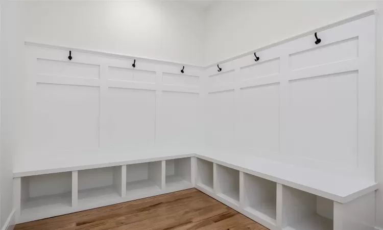 Mudroom featuring light wood-type flooring