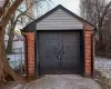 View of snow covered garage