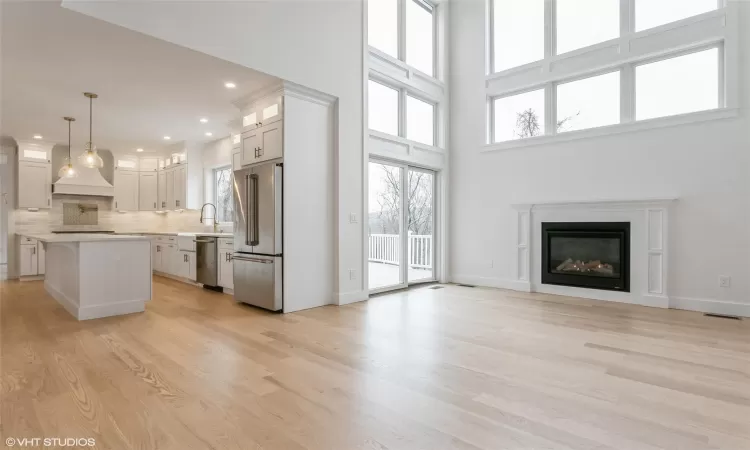 View of living room and kitchen