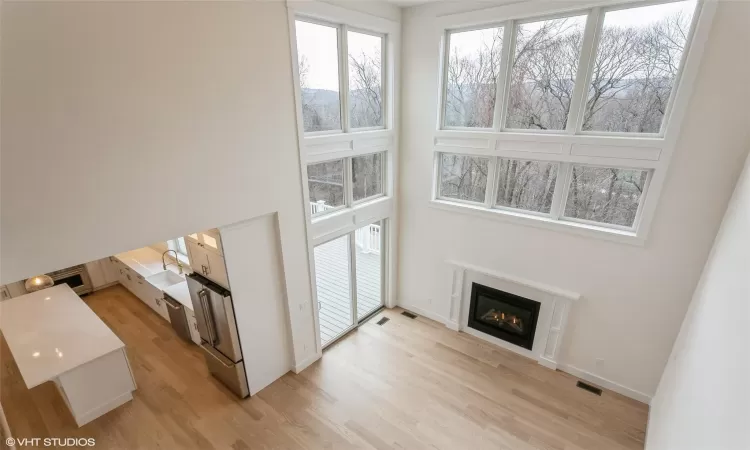 Living room view from 2nd floor catwalk