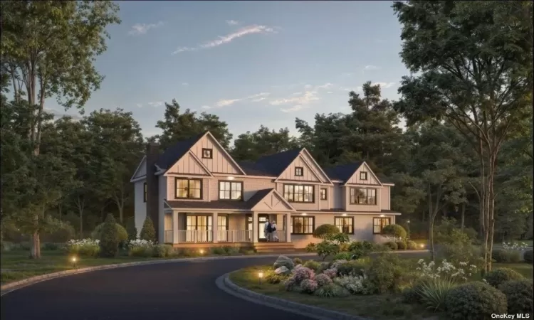 View of front facade featuring central AC unit, a front yard, and a pool