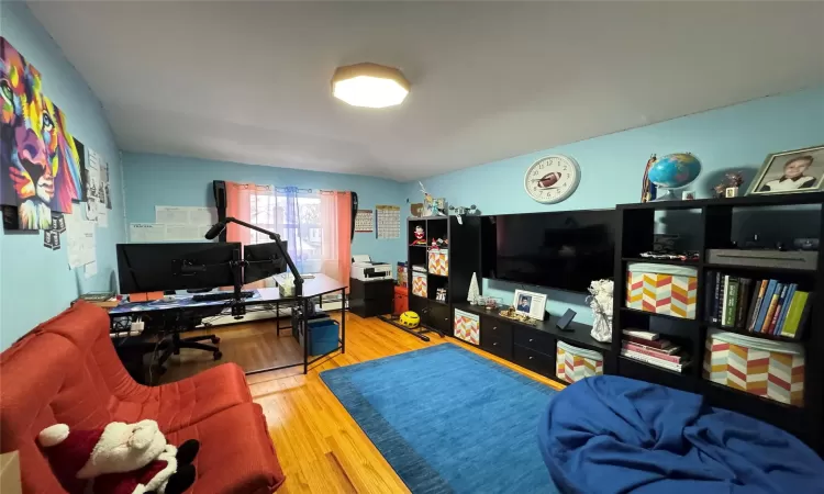 Office area featuring hardwood / wood-style floors