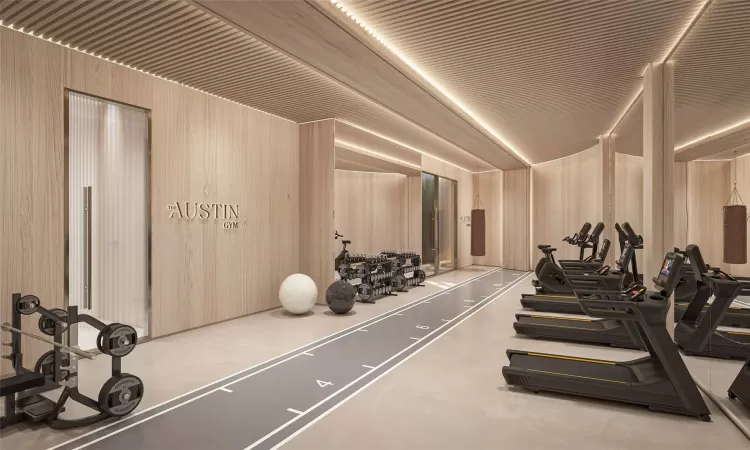 Gym with wooden walls