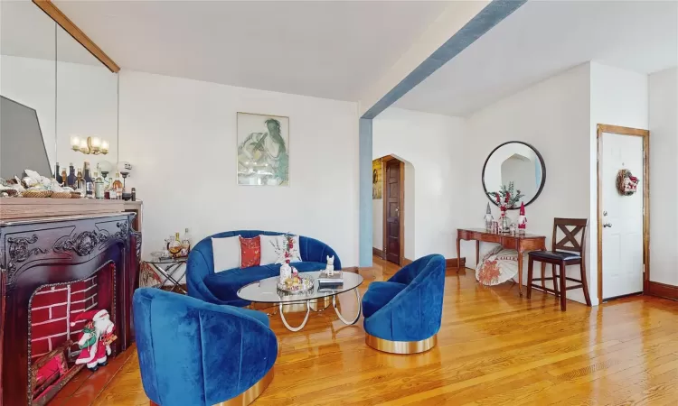 Living area featuring hardwood / wood-style floors