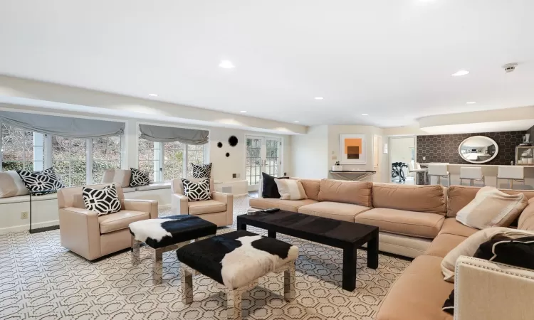 Lower Level Recreation Room/Media Room with Doors to Yard