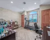 Living room featuring light tile patterned floors and bar area