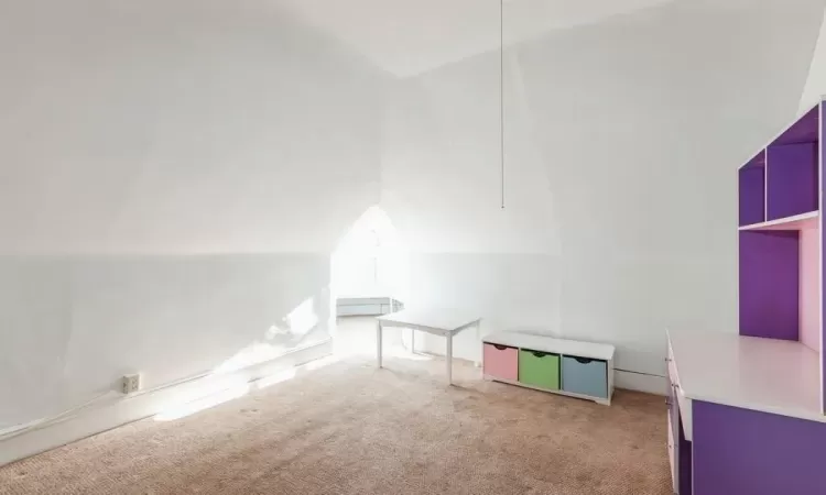 Bonus room featuring light carpet and vaulted ceiling