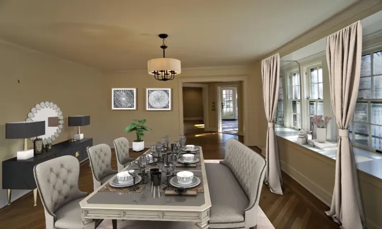 3rd floor Bedroom featuring a dark hardwood / wood-style flooring, lofted ceiling, and radiator heating unit