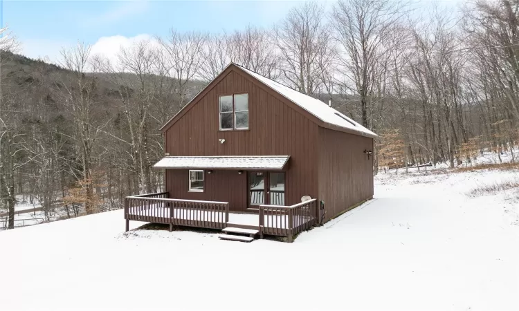 View of front of home featuring a deck