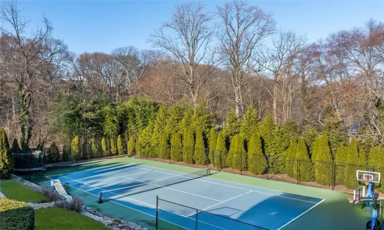 View of tennis court