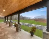 View of patio featuring a mountain view