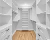 BUILDER PRIOR WORK - Walk in closet with light hardwood / wood-style floors