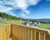 View of wooden terrace with mountain view