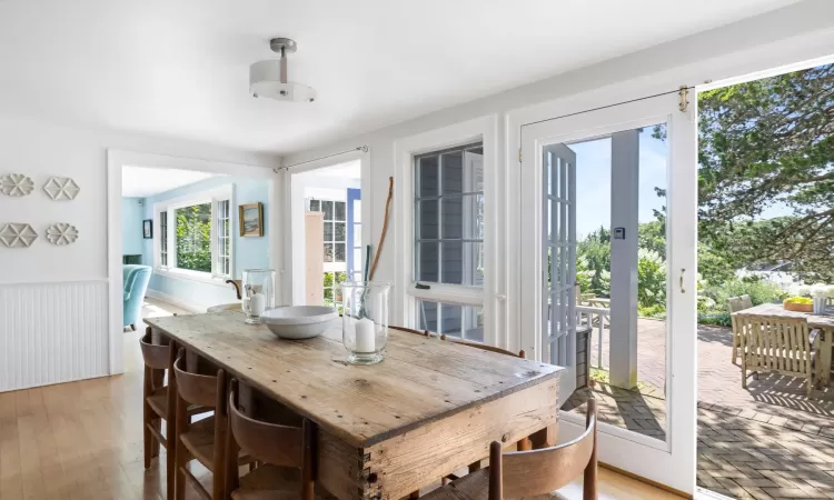 Dining room with light wood-type flooring