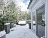 View of snow covered deck