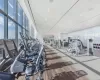 Exercise room with a wall of windows