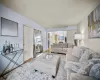 Living room featuring hardwood / wood-style flooring