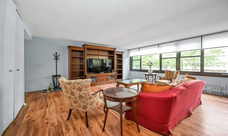 Living room featuring a healthy amount of sunlight and light hardwood / wood-style floors