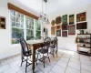 View of tiled dining space