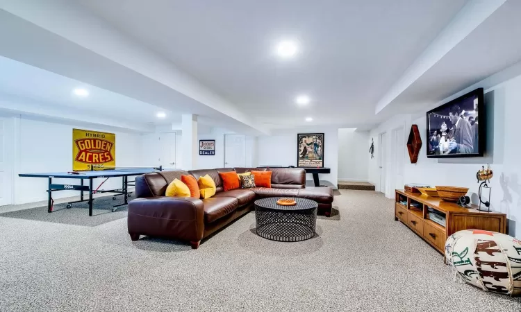 Living room featuring carpet