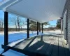 View of snow covered deck