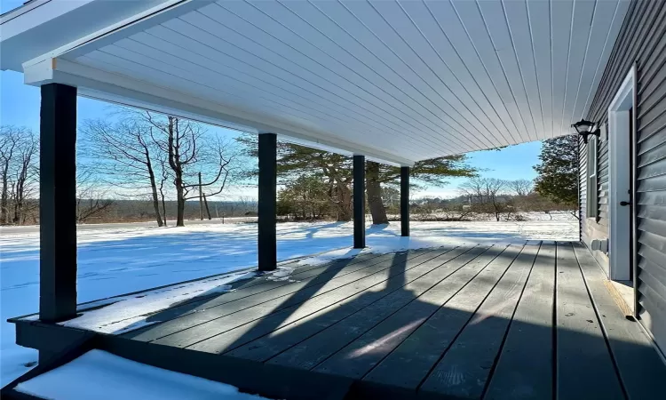 View of snow covered deck